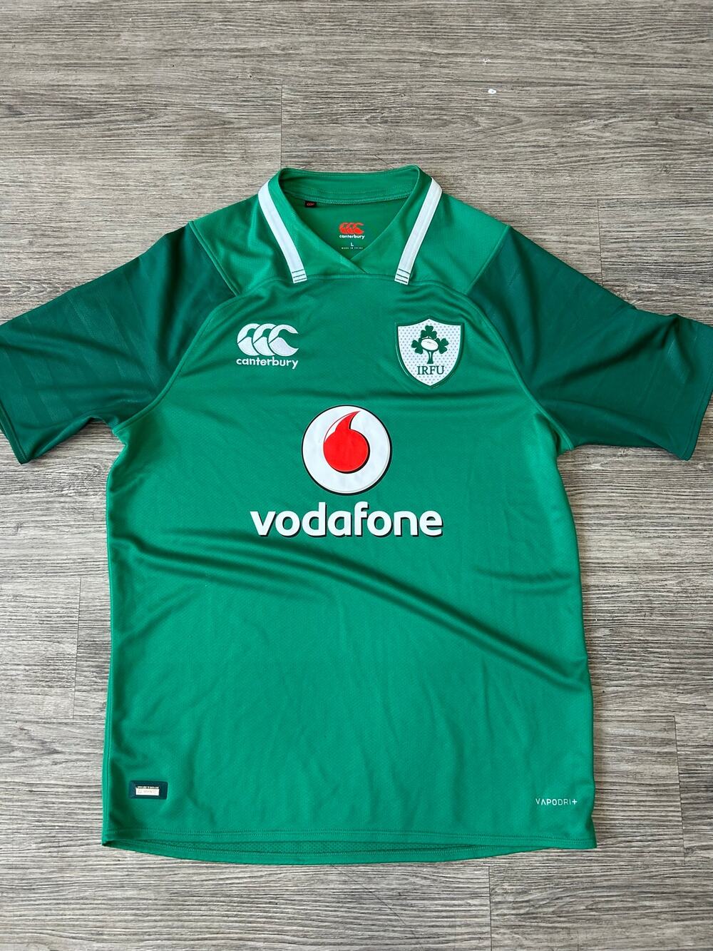 Canterbury Ireland Rugby Jersey Mens Large Green IRFU Vodafone VapoDri Shirt L